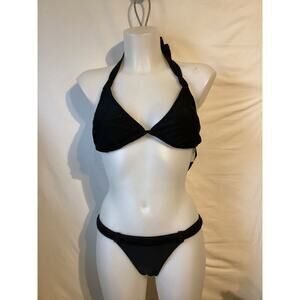 1312 NWT Bikini Bay MM 43T CTBL Triangle Halter Top 6 w/Gathered Belted Bottom S
